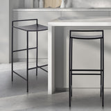 Svelte 30" Coastal Contemporary Iron Saddle-Seat Low-Back Bar Stool with Foot Rest - JONATHAN Y