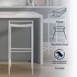 Svelte 30" Coastal Contemporary Iron Saddle-Seat Low-Back Bar Stool with Foot Rest - JONATHAN Y