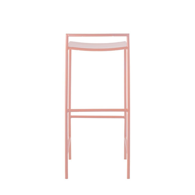 Svelte 30" Coastal Contemporary Iron Saddle-Seat Low-Back Bar Stool with Foot Rest