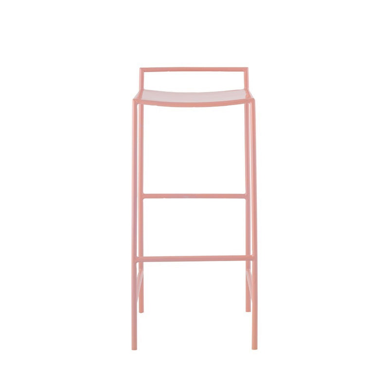 Svelte 30" Coastal Contemporary Iron Saddle-Seat Low-Back Bar Stool with Foot Rest - JONATHAN Y