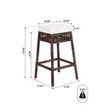 Bali Rustic Bohemian Hyacinth/Wood Backless Counter Stool - JONATHAN Y