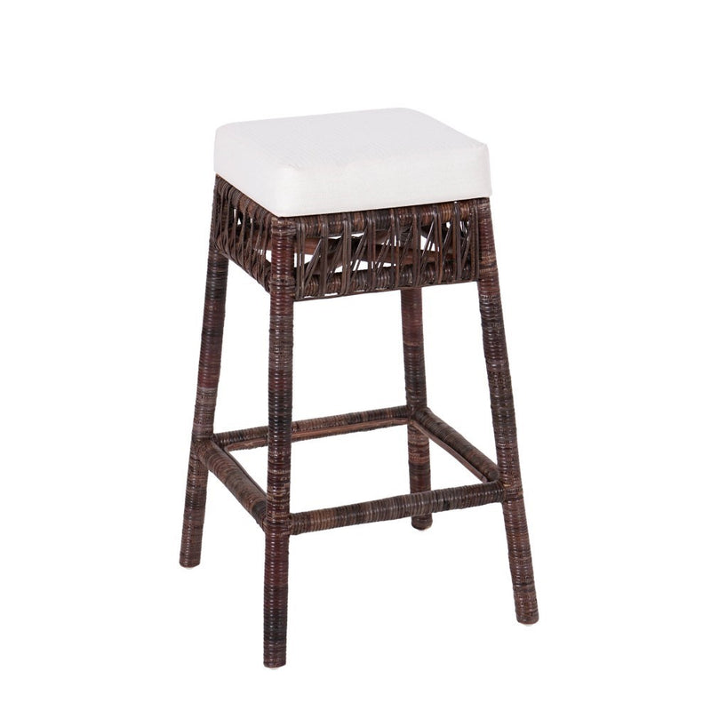 Bali Rustic Bohemian Hyacinth/Wood Backless Counter Stool - JONATHAN Y