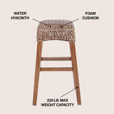 Maui Rustic Bohemian Hyacinth/Wood Backless Counter Stool