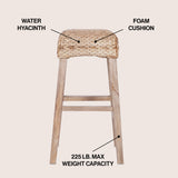 Maui Rustic Bohemian Hyacinth/Wood Backless Counter Stool