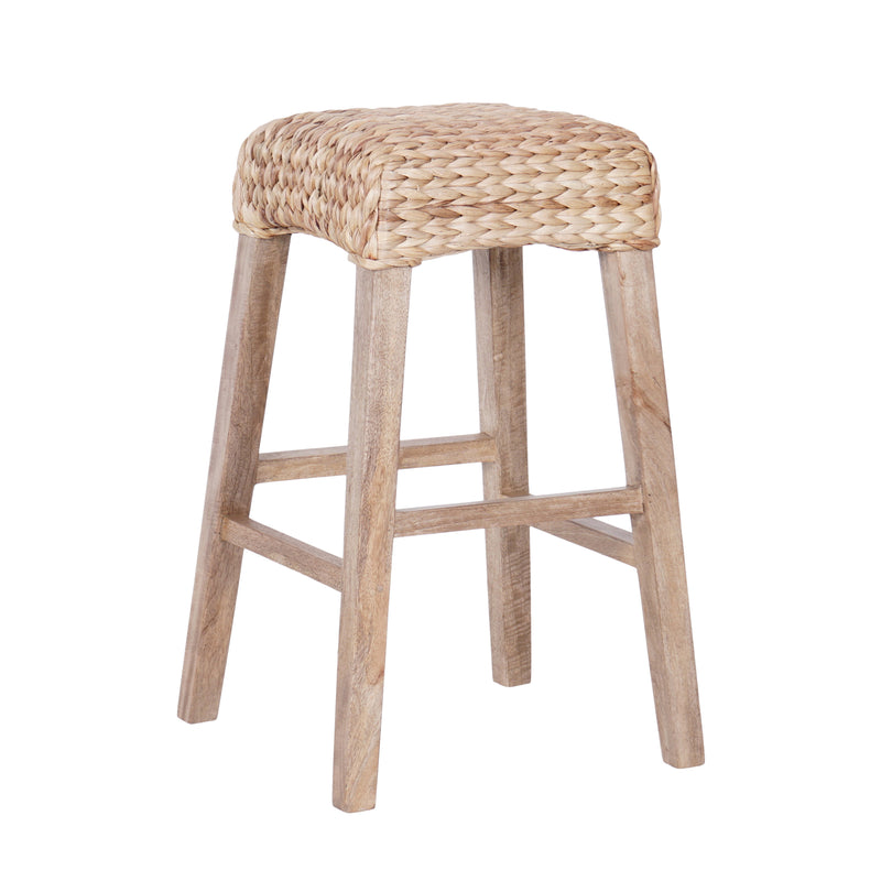Maui Rustic Bohemian Hyacinth/Wood Backless Counter Stool