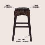 Maui Rustic Bohemian Hyacinth/Wood Backless Counter Stool