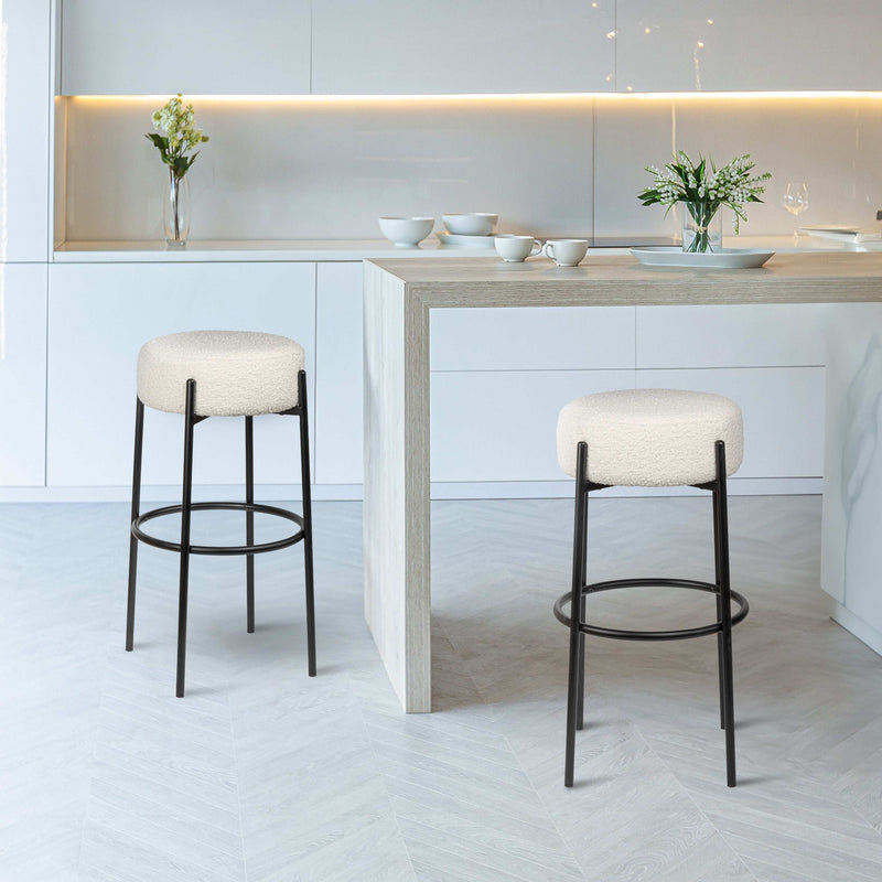 Paola Modern  Metal/Bouclé Cushioned Counter & Bar Stool - JONATHAN Y