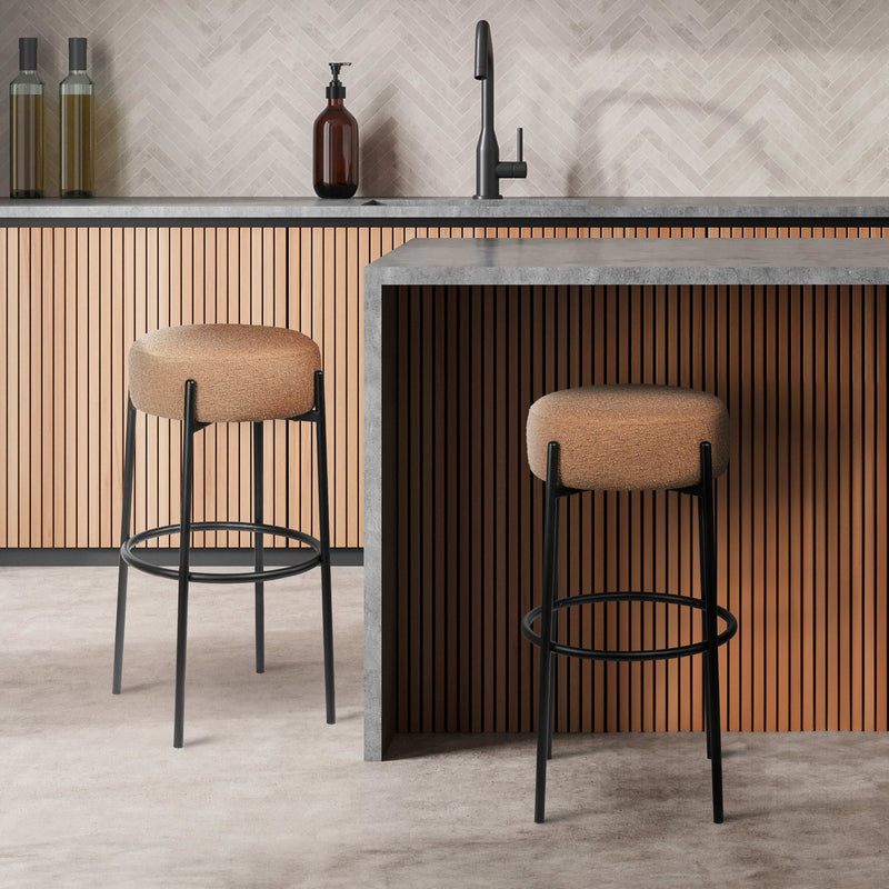Paola Modern  Metal/Bouclé Cushioned Counter & Bar Stool