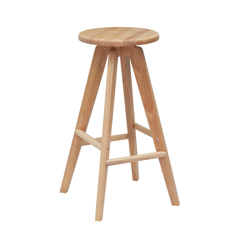 Ceren MidCentury Industrial Round Solid Wood Backless Counter Stool