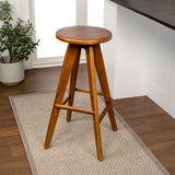 Ceren MidCentury Industrial Round Solid Wood Backless Counter Stool