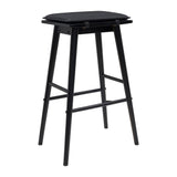 Peroni MidCentury Classic Saddle-Seat Solid Wood/Vegan Leather Backless Bar Stool with Removeable Cushion