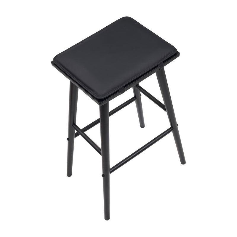 Peroni MidCentury Classic Saddle-Seat Solid Wood/Vegan Leather Backless Bar Stool with Removeable Cushion