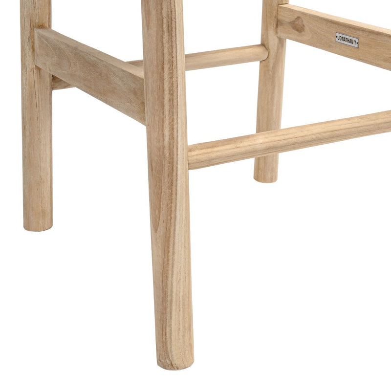 Armati Coastal Casual Handcrafted Teak Wood Backless Indoor/Outdoor Bar Stool with Synthetic Woven Seat