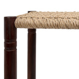 Columnar Casual Bohemian Handcrafted Teak Wood Backless Indoor/Outdoor Bar Stool with Synthetic Woven Rattan Seat