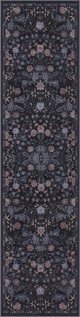 Primrose Art Nouveau Floral Border Machine-washable Area Rug