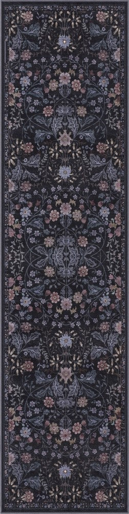 Primrose Art Nouveau Floral Border Machine-washable Area Rug