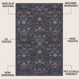 Primrose Art Nouveau Floral Border Machine-washable Area Rug
