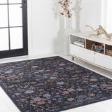 Primrose Art Nouveau Floral Border Machine-washable Area Rug