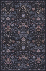 Primrose Art Nouveau Floral Border Machine-washable Area Rug