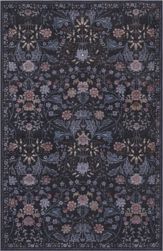 Primrose Art Nouveau Floral Border Machine-washable Area Rug
