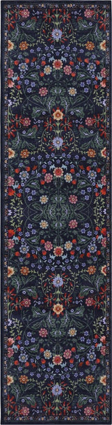 Primrose Art Nouveau Floral Border Machine-washable Area Rug