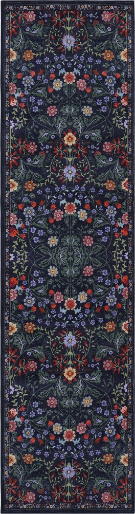 Primrose Art Nouveau Floral Border Machine-washable Area Rug
