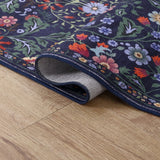 Primrose Art Nouveau Floral Border Machine-washable Area Rug