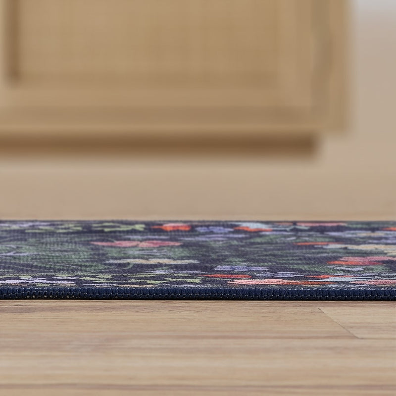 Primrose Art Nouveau Floral Border Machine-washable Area Rug