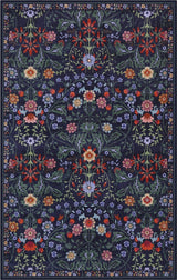 Primrose Art Nouveau Floral Border Machine-washable Area Rug