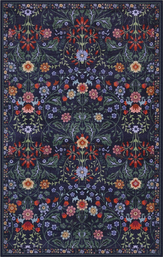 Primrose Art Nouveau Floral Border Machine-washable Area Rug