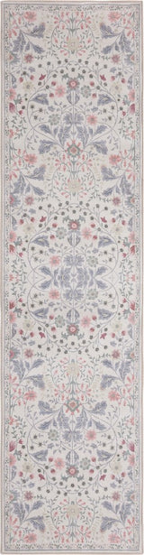Primrose Art Nouveau Floral Border Machine-washable Area Rug