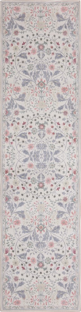 Primrose Art Nouveau Floral Border Machine-washable Area Rug