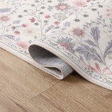 Primrose Art Nouveau Floral Border Machine-washable Area Rug