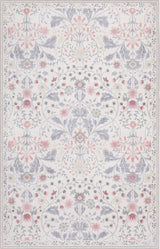 Primrose Art Nouveau Floral Border Machine-washable Area Rug
