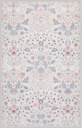 Primrose Art Nouveau Floral Border Machine-washable Area Rug