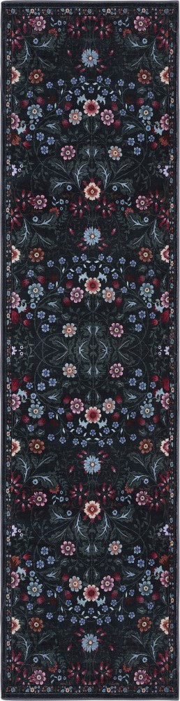 Primrose Art Nouveau Floral Border Machine-washable Area Rug