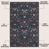 Primrose Art Nouveau Floral Border Machine-washable Area Rug