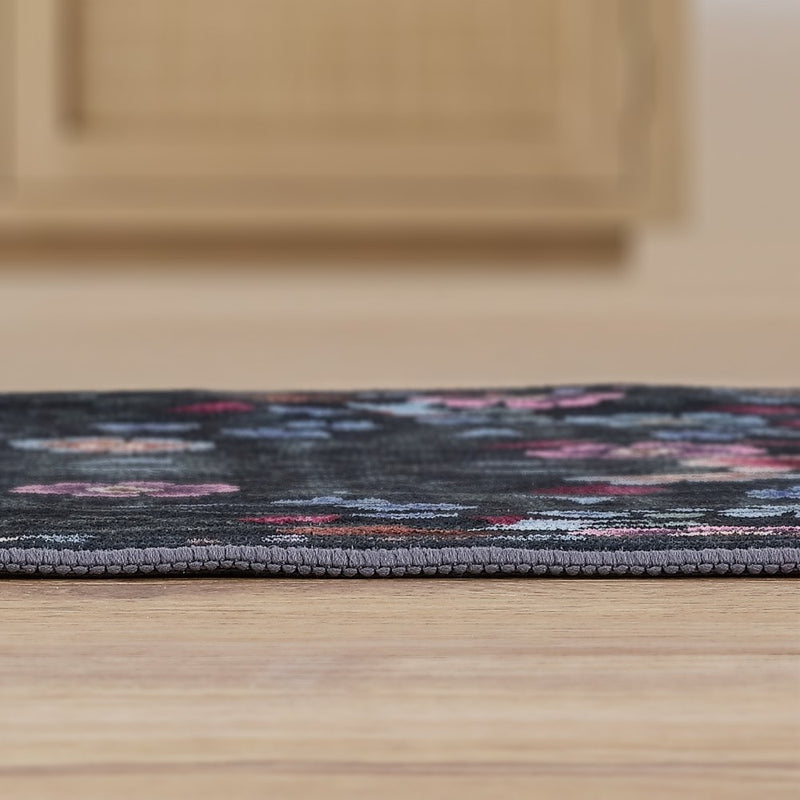 Primrose Art Nouveau Floral Border Machine-washable Area Rug