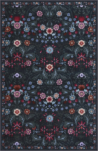 Primrose Art Nouveau Floral Border Machine-washable Area Rug