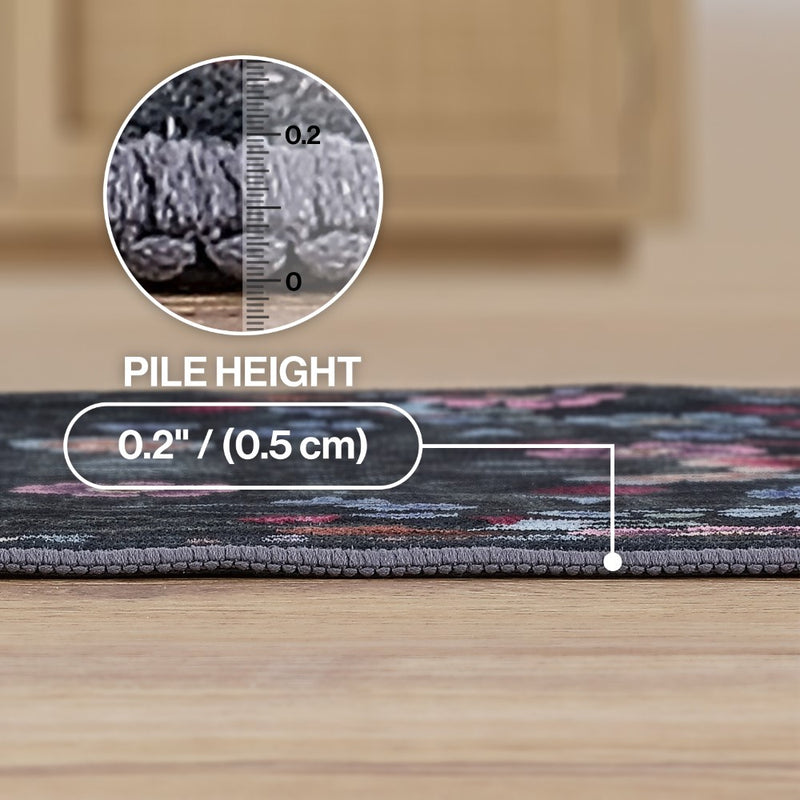 Primrose Art Nouveau Floral Border Machine-washable Area Rug