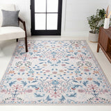 Primrose Art Nouveau Floral Border Machine-washable Area Rug