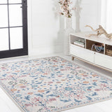 Primrose Art Nouveau Floral Border Machine-washable Area Rug