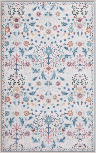 Primrose Art Nouveau Floral Border Machine-washable Area Rug