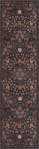 Primrose Art Nouveau Floral Border Machine-washable Area Rug
