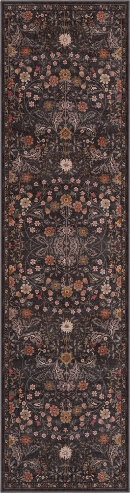 Primrose Art Nouveau Floral Border Machine-washable Area Rug