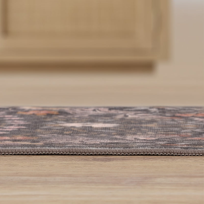 Primrose Art Nouveau Floral Border Machine-washable Area Rug