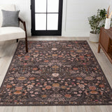 Primrose Art Nouveau Floral Border Machine-washable Area Rug