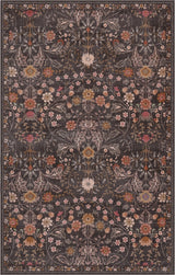 Primrose Art Nouveau Floral Border Machine-washable Area Rug