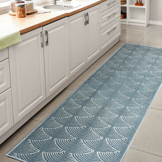 Porter Geometric Art Deco Fan Pattern High-low Area Rug