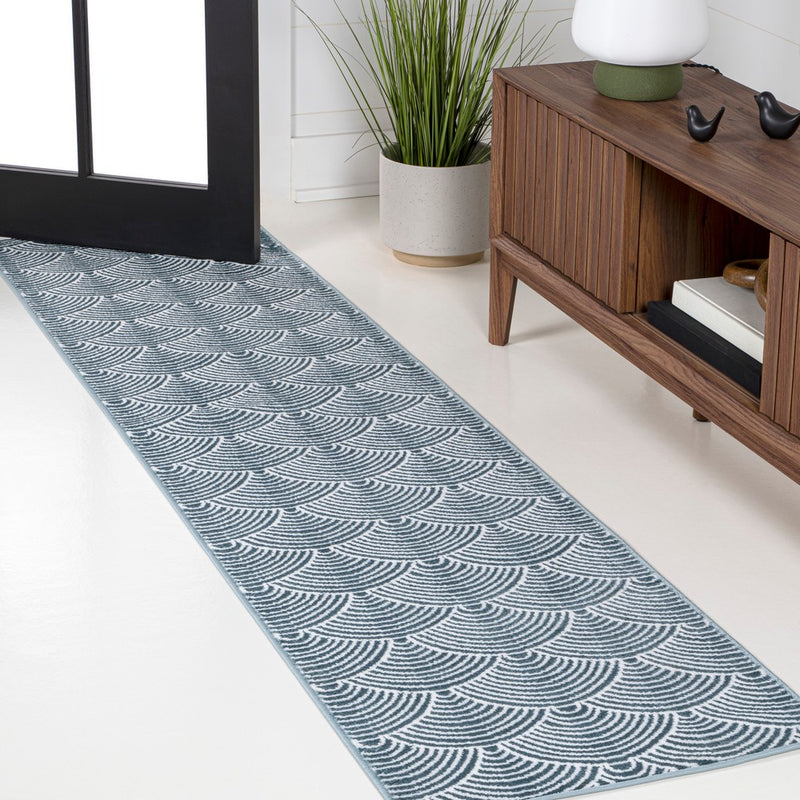 Porter Geometric Art Deco Fan Pattern High-low Area Rug